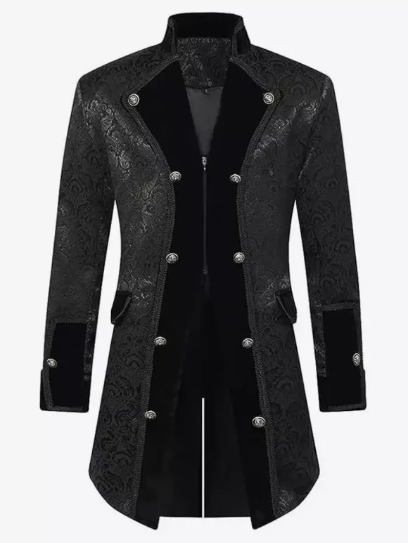Mens Steampunk Button Down Jacket Vintage Jacket Gothic Frock Coat Tailcoat