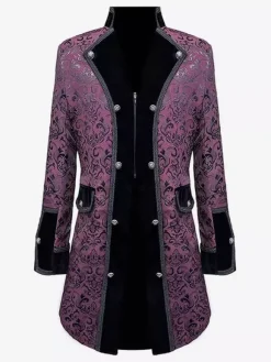 Mens Steampunk Button Down Jacket Vintage Jacket Gothic Frock Coat Tailcoat