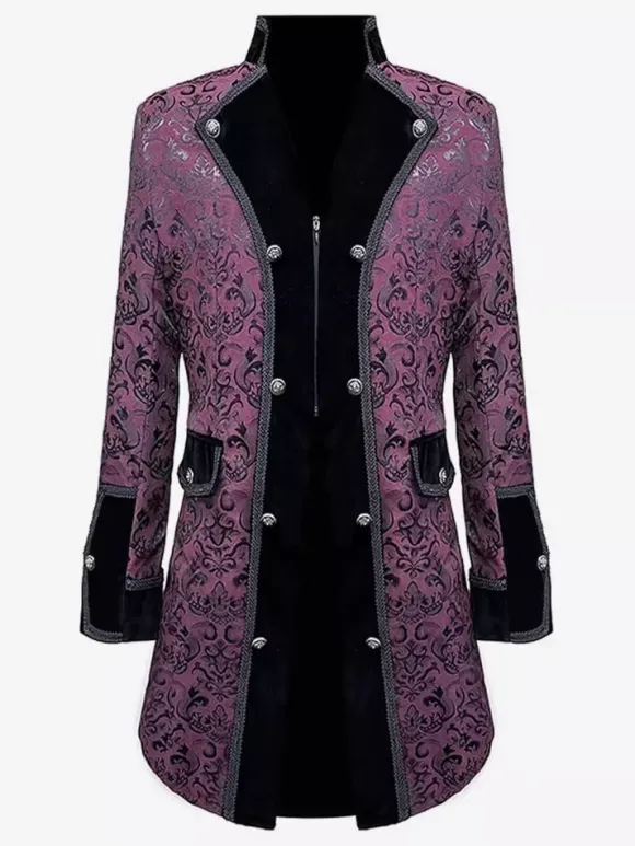 Mens Steampunk Button Down Jacket Vintage Jacket Gothic Frock Coat Tailcoat