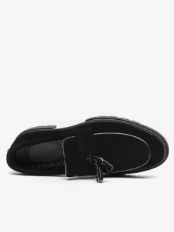 Mens Suede Tassel Loafers Slip-Ons Round Toe Penny Shoes Non Slip Wear Resistant Thick Sole Moccasins Shoes