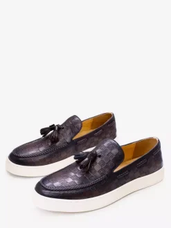 Mens Tassel Loafer Genuine Leather Flat Shoes Banquet Party Dress Shoes