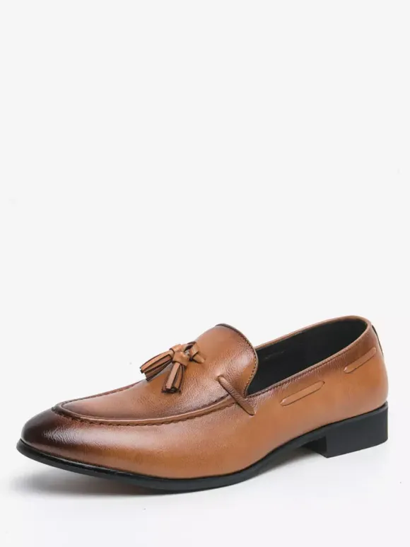 Men's Tassel Loafer Shoes Round Toe Slip On Comfy Loafer Shoes For Wedding Prom