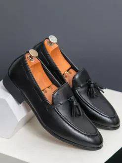 Men's Tassel Loafer Shoes Round Toe Slip On Comfy Loafer Shoes For Wedding Prom