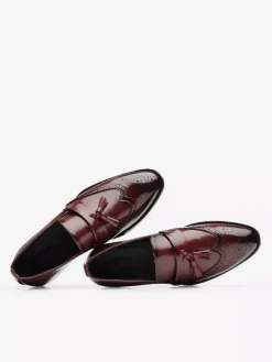 Mens Tassel Loafer Slip On Pointed Toe Wingtips Brogue Shoes Low Heels Penny Loafers