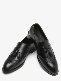 Mens Tassel Loafer Slip On Pointed Toe Wingtips Brogue Shoes Low Heels Penny Loafers