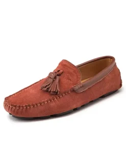 Mens Tassel Loafers Green Suede Moccasin Driving Slip-On Shoes