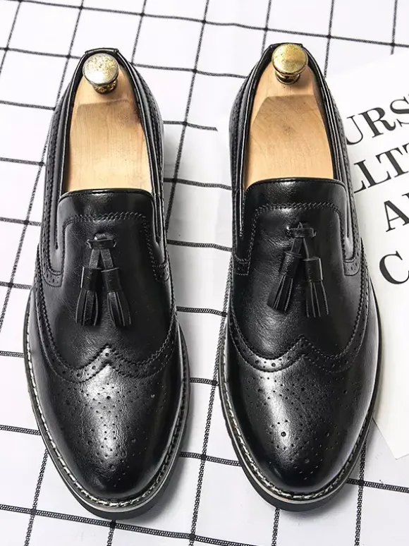 Mens Tassel Loafers Slip-on Decorate Penny Shoes Non Slip Low Heels Breathable Casual Shoes