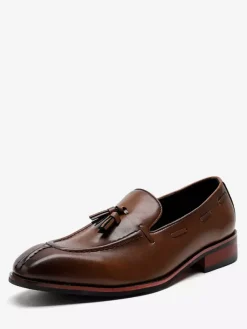 Mens Tassel Loafers Slip-on Low Top Mid Heel Penny Shoes