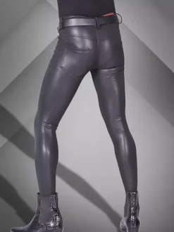 Men's Tights Motorcycle Patent Leather Small Leg Stage Wear Tight Pants