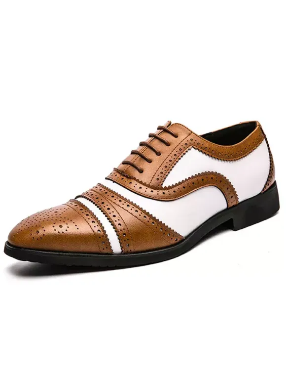Men's Two Tone Brown Brogue Oxfords Wedding Dress Prom Shoes