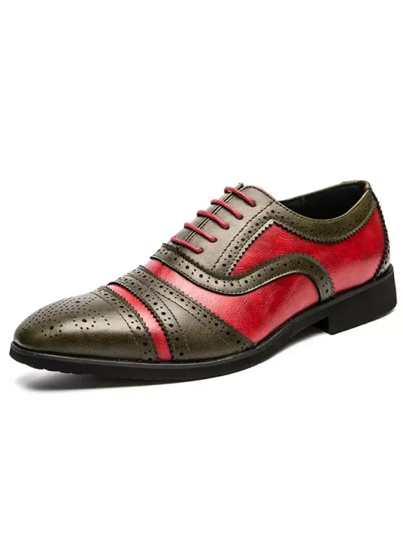 Men's Two Tone Brown Brogue Oxfords Wedding Dress Prom Shoes