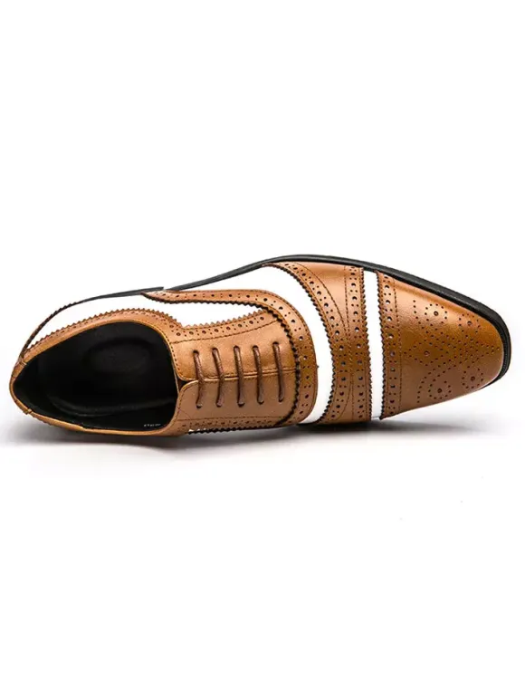 Men's Two Tone Brown Brogue Oxfords Wedding Dress Prom Shoes
