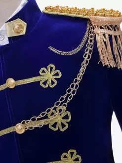 Mens Victorian Retro Royal Court Costumes Navy Military Band Uniforms Sailor Performance Suit