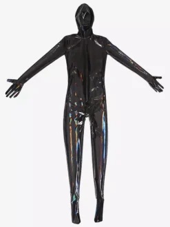 Mens Wetlook Stretchy Zipper Crotch Bodysuit Full Body Catsuit