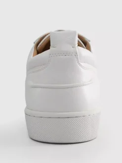 Men's White Cowhide Low Top Spike Lace Up Sneakers Causal Shoes