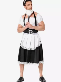 Men's White French Maid Costumes Funny Dress Polyester Holidays Carnival Costumes