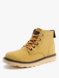 Men's Work Boots Cowhide Casual Coffee Brown Ankle Short Boots