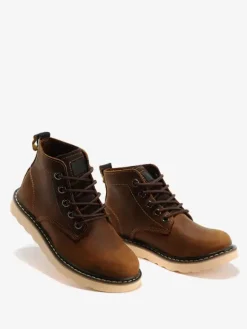 Men's Work Boots Cowhide Casual Coffee Brown Ankle Short Boots