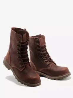 Men's Work Boots Cowhide Casual Tan lace Up Mid Calf Boots