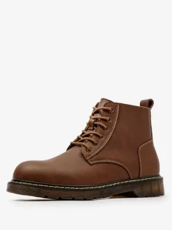 Men's Work Boots PU Leather Chic Brown Ankle Short Boots