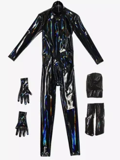Men's Zentai Catsuit Ammonia Full Cover Bodysuit Patent Leather Jumpsuits