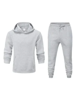 Men's Activewear 2-Piece Long Sleeves Hooded Grey