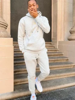 Men's Activewear 2-Piece Long Sleeves Hooded Grey