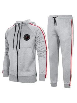 Men's Activewear 2-Piece Long Sleeves Hooded Deep Gray