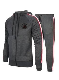 Men's Activewear 2-Piece Long Sleeves Hooded Deep Gray