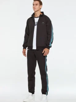 Men's Activewear 2-Piece Printed Long Sleeves Portrait Neck White