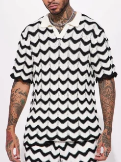 Men's Activewear 2-Piece Short Sleeves Turndown Collar Black