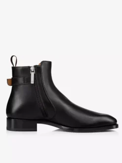 Men's Ankle Boots Black Pu Leather Round Toe Buckle Back Strap Dress Chelsea Boots