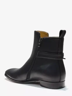 Men's Ankle Boots Black Pu Leather Round Toe Buckle Back Strap Dress Chelsea Boots