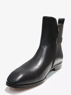 Men's Ankle Boots Black Pu Leather Round Toe Buckle Back Strap Dress Chelsea Boots