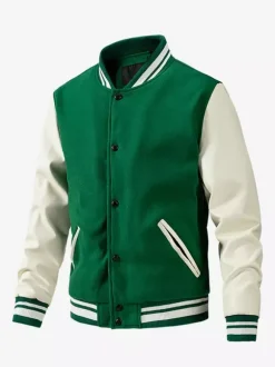 Men's Baseball Jacket Color Block Cotton Padded Plus Size Jacket