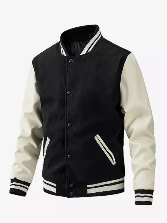 Men's Baseball Jacket Color Block Cotton Padded Plus Size Jacket