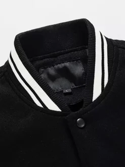 Men's Baseball Jacket Color Block Cotton Padded Plus Size Jacket