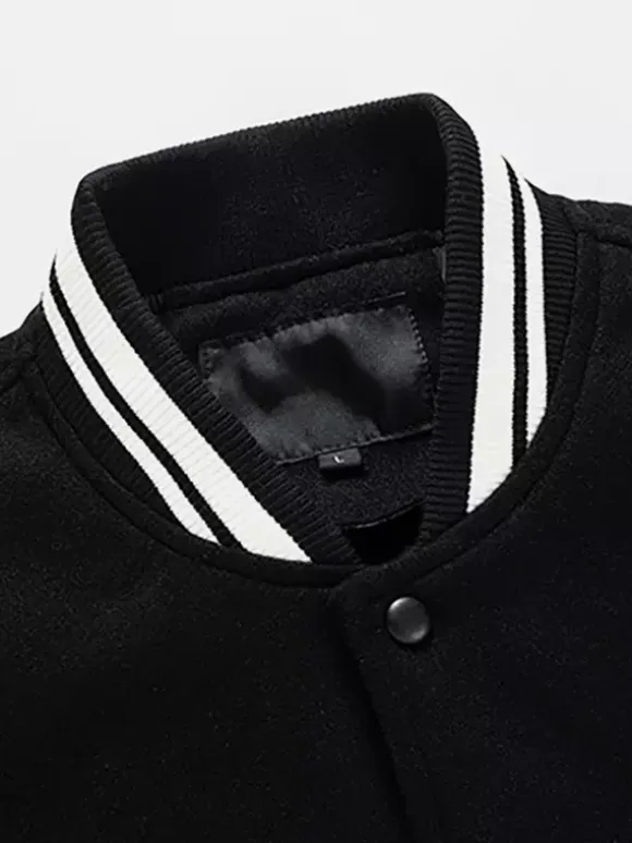 Men's Baseball Jacket Color Block Cotton Padded Plus Size Jacket