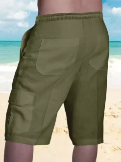 Men's Beach Cargo Shorts Elastic Waist Lightweight Summer Shorts With Pockets