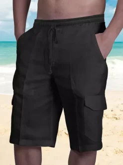 Men's Beach Cargo Shorts Elastic Waist Lightweight Summer Shorts With Pockets