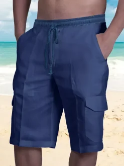 Men's Beach Cargo Shorts Elastic Waist Lightweight Summer Shorts With Pockets