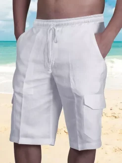 Men's Beach Cargo Shorts Elastic Waist Lightweight Summer Shorts With Pockets