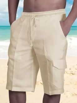 Men's Beach Cargo Shorts Elastic Waist Lightweight Summer Shorts With Pockets