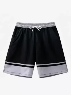 Men’s Beach Shorts Loose-Fit Plus Size Summer Swim Shorts Vacation Knee-Length Quick-Dry Swim Trunks