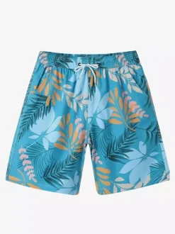 Men’s Beach Shorts Loose-Fit Plus Size Summer Swim Shorts Vacation Knee-Length Quick-Dry Swim Trunks