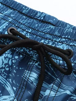 Men’s Beach Shorts Loose-Fit Plus Size Summer Swim Shorts Vacation Knee-Length Quick-Dry Swim Trunks