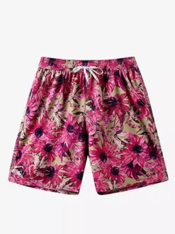 Men’s Beach Shorts Loose-Fit Plus Size Summer Swim Shorts Vacation Knee-Length Quick-Dry Swim Trunks