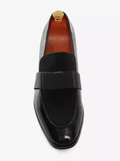 Mens Belgian Loafer Leather Slip-On Bows Round Toe Patent penny Shoes Tuxedo Prom Party Wedding Shoes