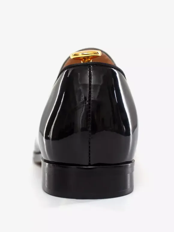 Mens Belgian Loafer Shoes Black Glossy Patent Leather Prom Party Wedding Groom Shoes