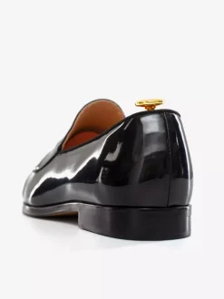 Mens Belgian Loafer Shoes Black Glossy Patent Leather Prom Party Wedding Groom Shoes